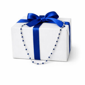 Necklace - 18” Stainless Steel Silver tone Necklace with dark blue Bead Accents